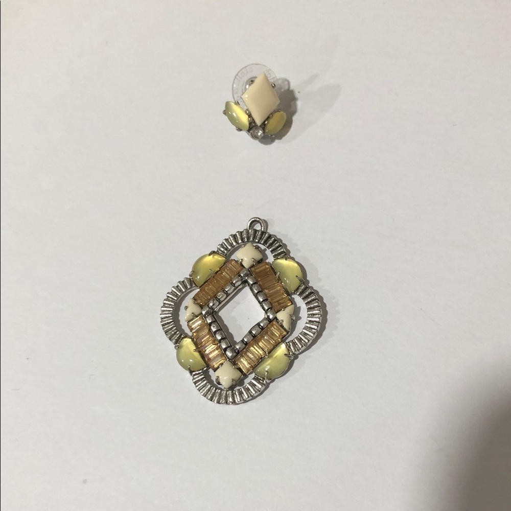 Stella & Dot Silver and Yellow Geometric Earrings - Picture 4 of 4